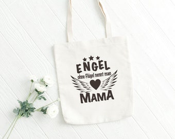 Bag - angel without wings heart - fabric bag gift mom cotton white Mother's Day gift