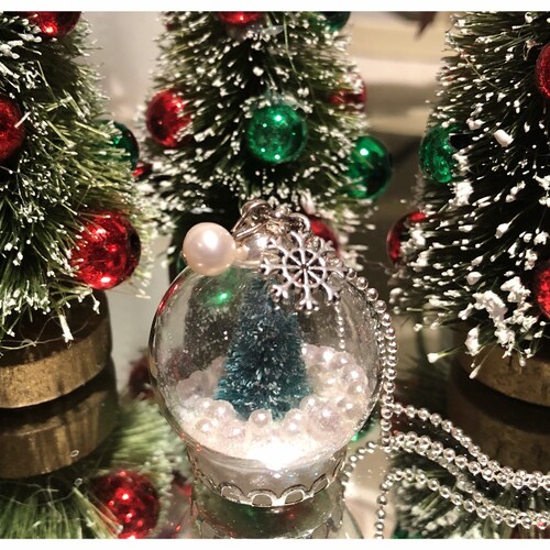 Snow Globe Necklace Etsy