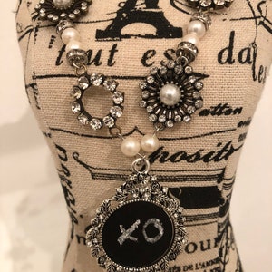 Chalkboard Pendant & Crystal Necklace