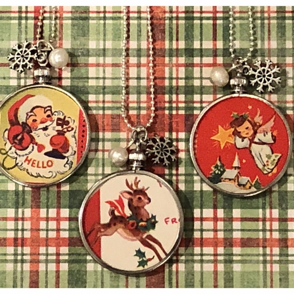 Vintage Christmas Glass Lockets