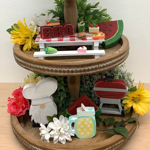 Summer Tier Tray Decor BBQ Tier Tray Decor Grilling Tiered Etsy