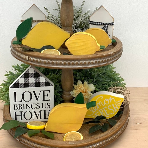 Lemon Tiered Tray Decor Tier Tray Decor Lemon Decor Etsy