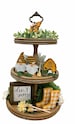 Bee Tiered Tray, Hand Painted Gnomes, Tier Tray Decor, Yellow Gnome Set 