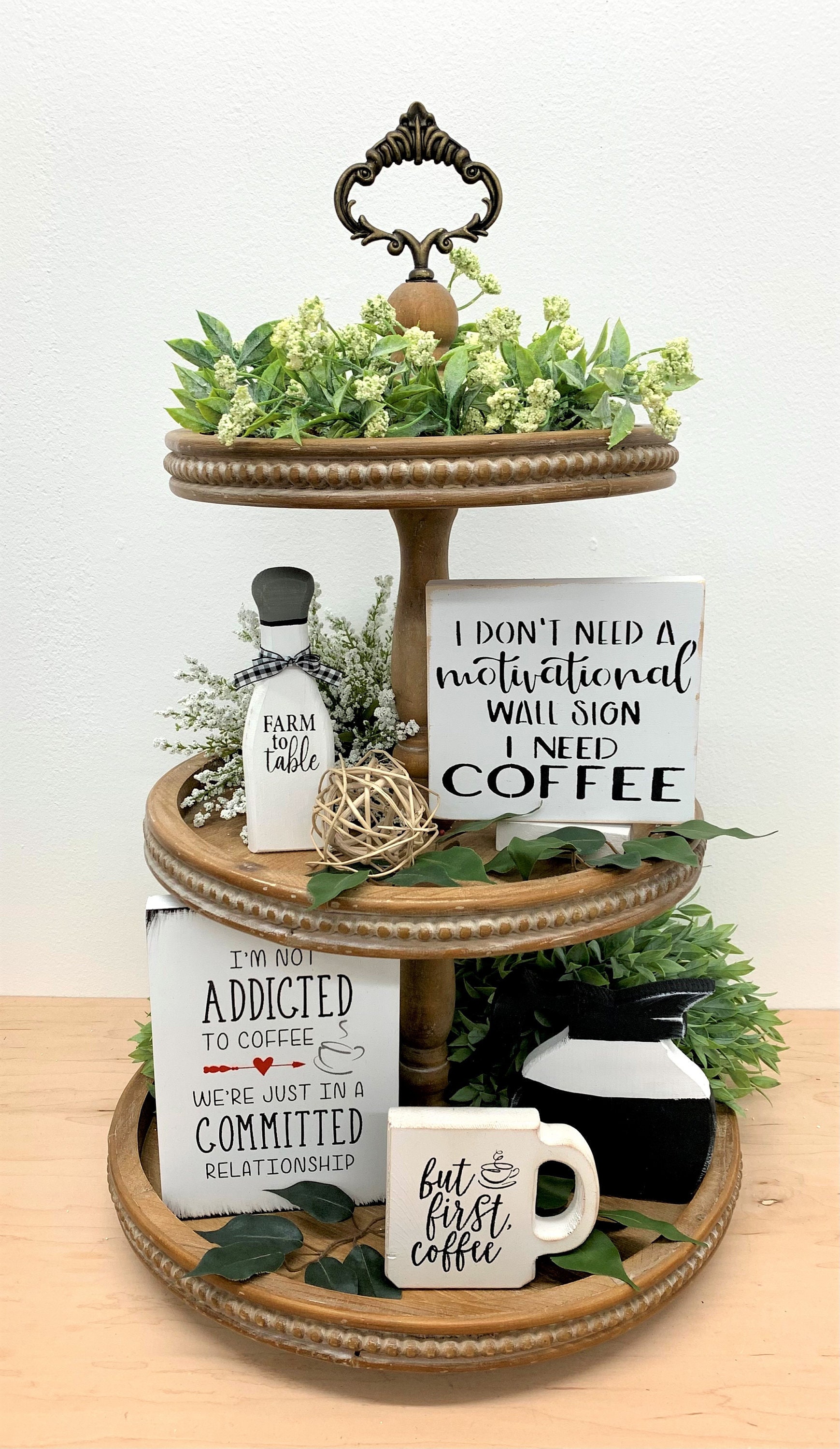 Coffee Tier Tray Decor Farmhouse Tiered Tray Decor Mini Etsy