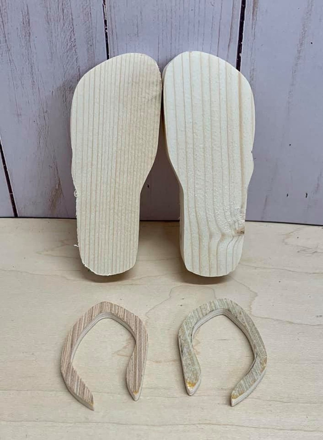 Wood Mini Flip Flop Cut Outs, Set of 5 Flip Flop Blanks, Blank Wood Cut