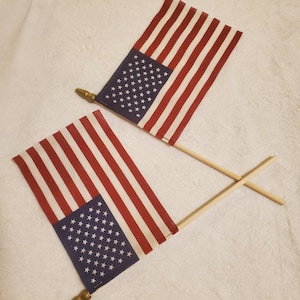 Mini American Flags, Hand Held American Flags on Sticks, (Set of 2)