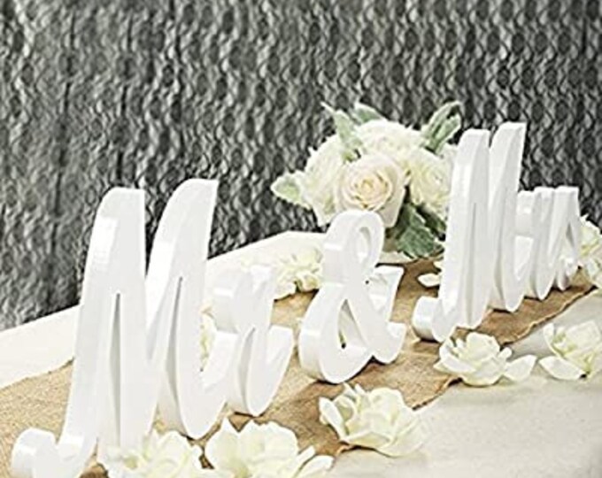 Wedding Centerpiece,Home Decor White Large Wooden MR /& MRS Wedding Sign Bedroom Decor,Wedding Cake Table Decor