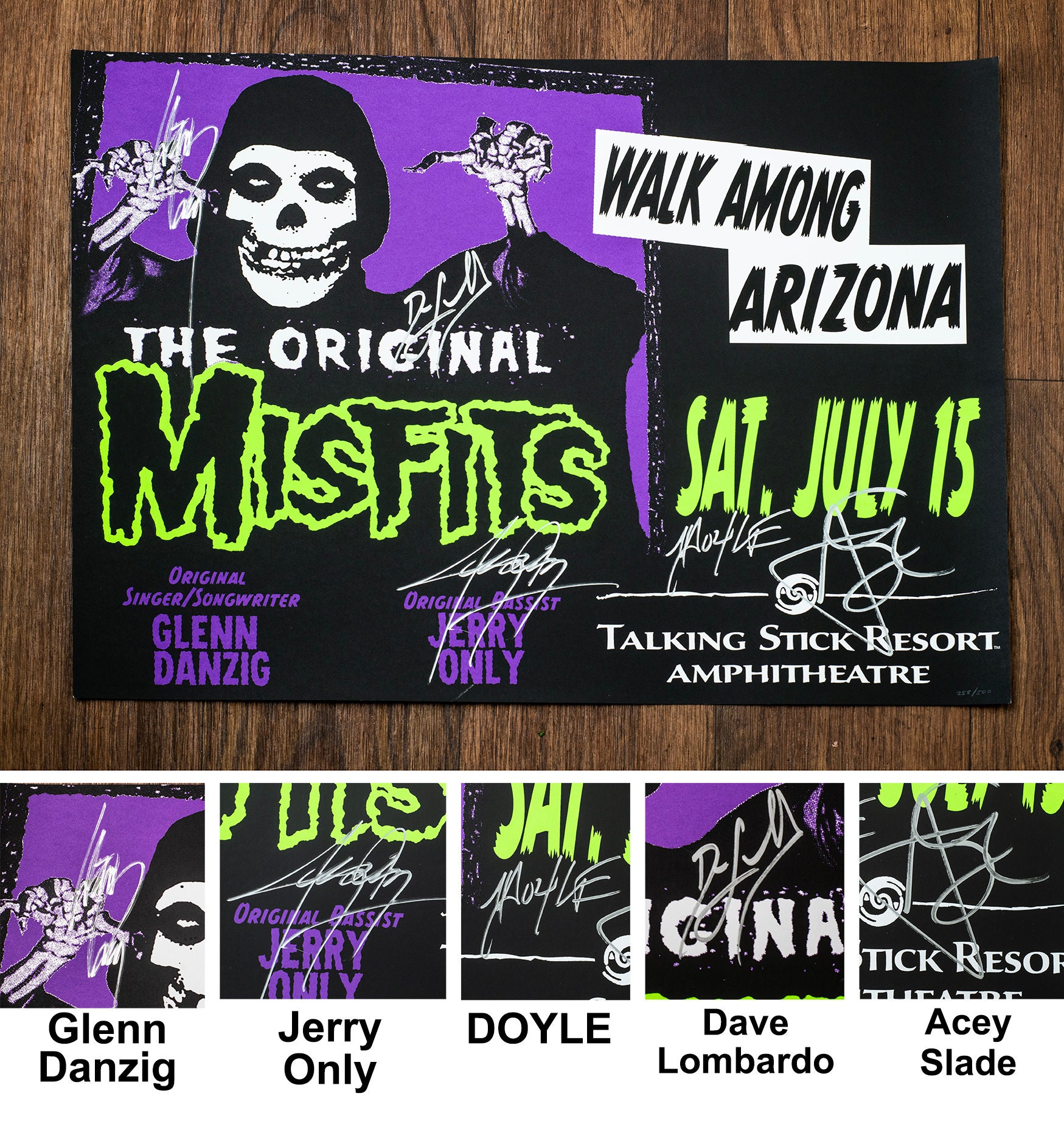 状態悪いですTAZ Misfits 1996 限定ポスター サイン入り Original Misfits SIGNED POSTER Glenn Danzig Jerry Only Doyle