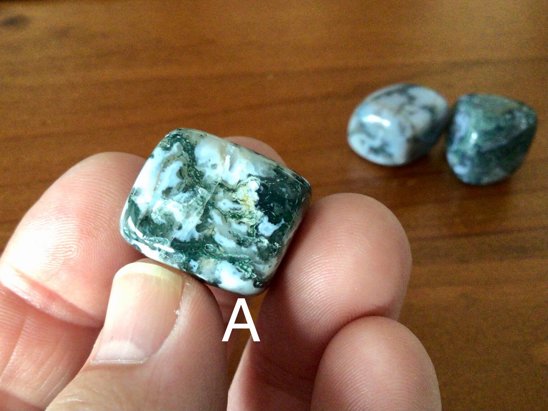 Small Moss Agate/Tree Agate Tumbled Stones Group 3 | Etsy