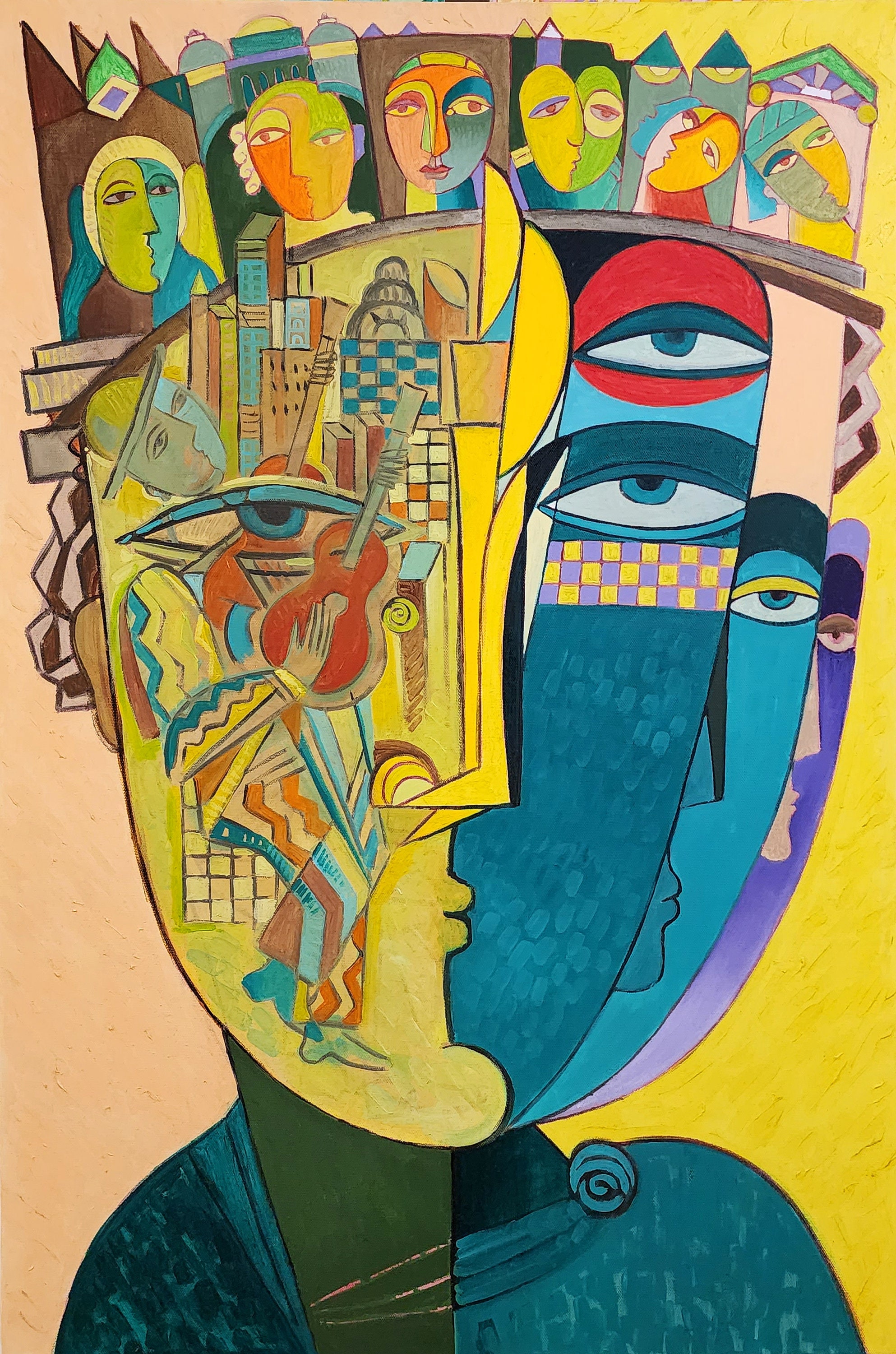 Large Painting, Original Art, Cubism 