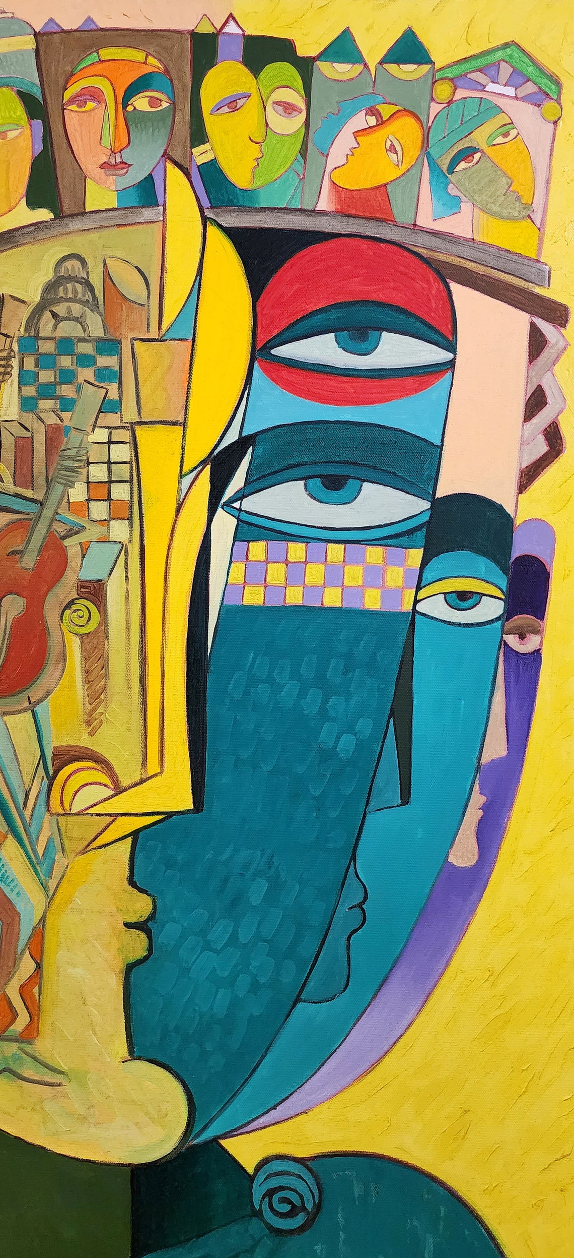 Large Painting, Original Art, Cubism 