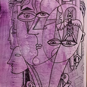 Cubist painting  &quot; Memories from my City  &quot; Size 24 x 18 inch