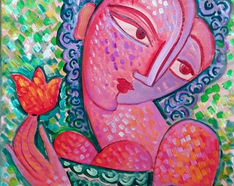 Large wall art cubism impressionism " Impression " 16 x 20 inch, oil on canvas