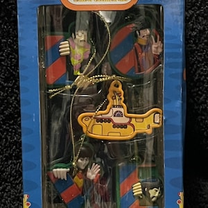 The Beatles Yellow Submarine Love Christmas Ornament Set of 5 In Box