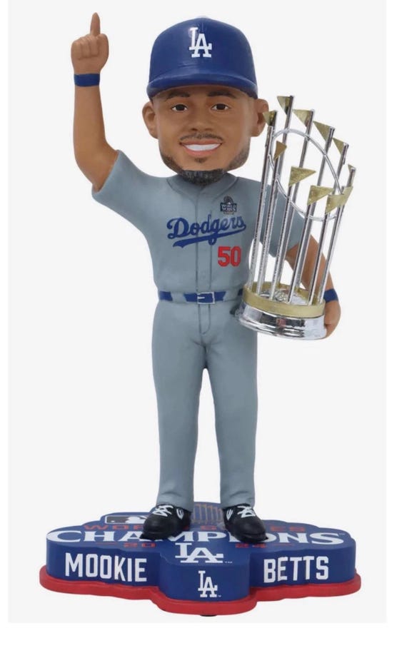 Mookie Betts 2024 WS World Series Trophy 8 Inch Bobblehead LA