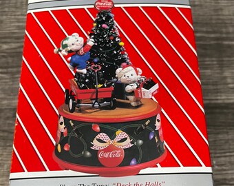 Coca-Cola ENESCO クリスマス オーナメント Vintage Enesco Coca Cola Coke Mini Action Musical Christmas Tree