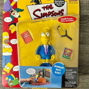 The Simpsons Playmates WOS Sunday Best Bart Simpson Interactive Figure New On Card