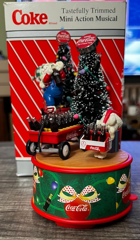 Coca-Cola ENESCO クリスマス オーナメント Vintage Enesco Coca Cola Coke Mini Action Musical Christmas Tree