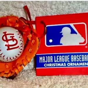 Vintage St Louis Cardinals Giants Baseball Glove and Baseball Christmas Ornament