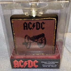 AC/DC For Those About To Rock Double Sided Album Cover Glass Christmas Ornament