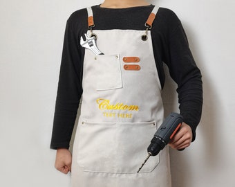 Personalize Embroidered Apron for Men, Custom Embroidered Apron, Leather Apron, Custom Monogrammed Apron, Gift for Her,Woodworking Apron