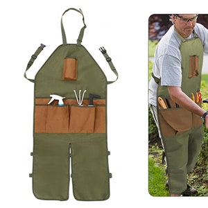 Garden Work Apron with Multiple Pockets, Oxford Cloth Tool Apron Adjustable Apron for Home Garden, Father's Day Gift, Personalized Name