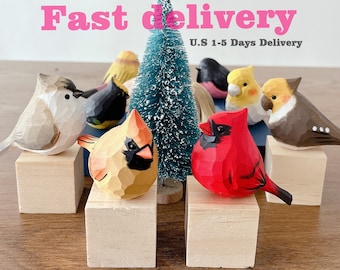 20 Style Hand-Carved Painted Bird Statue Wooden Painted Bird Ornaments,Home Decor,Gifts for Bird Lovers