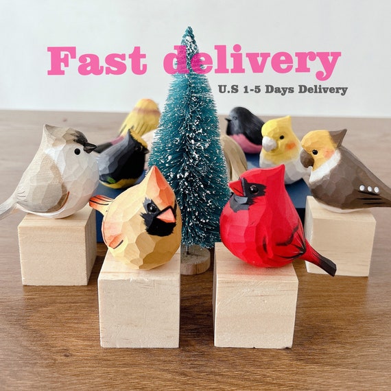 20 Style Hand-Carved Painted Bird Statue Wooden Painted Bird Ornaments,Home Decor,Gifts for Bird Lovers