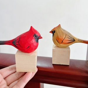 Handmade Cardinal Wood Carving Bird Figurine wood Cardinal Engraving Option personalized Decor Gift Bird's lover