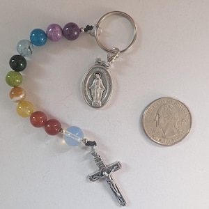Rainbow One-decade Rosary Keychain