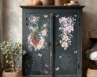 Hokus Pokus; Bellissimo – Large Transfer – 6 x Sheets, Peacock Rub on Transfer.