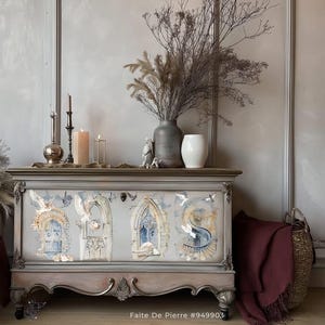 Hokus Pokus Transfer - Fait De Pierre Transfer; Large Cut Into 4 Pieces | Rub on Furniture Transfer