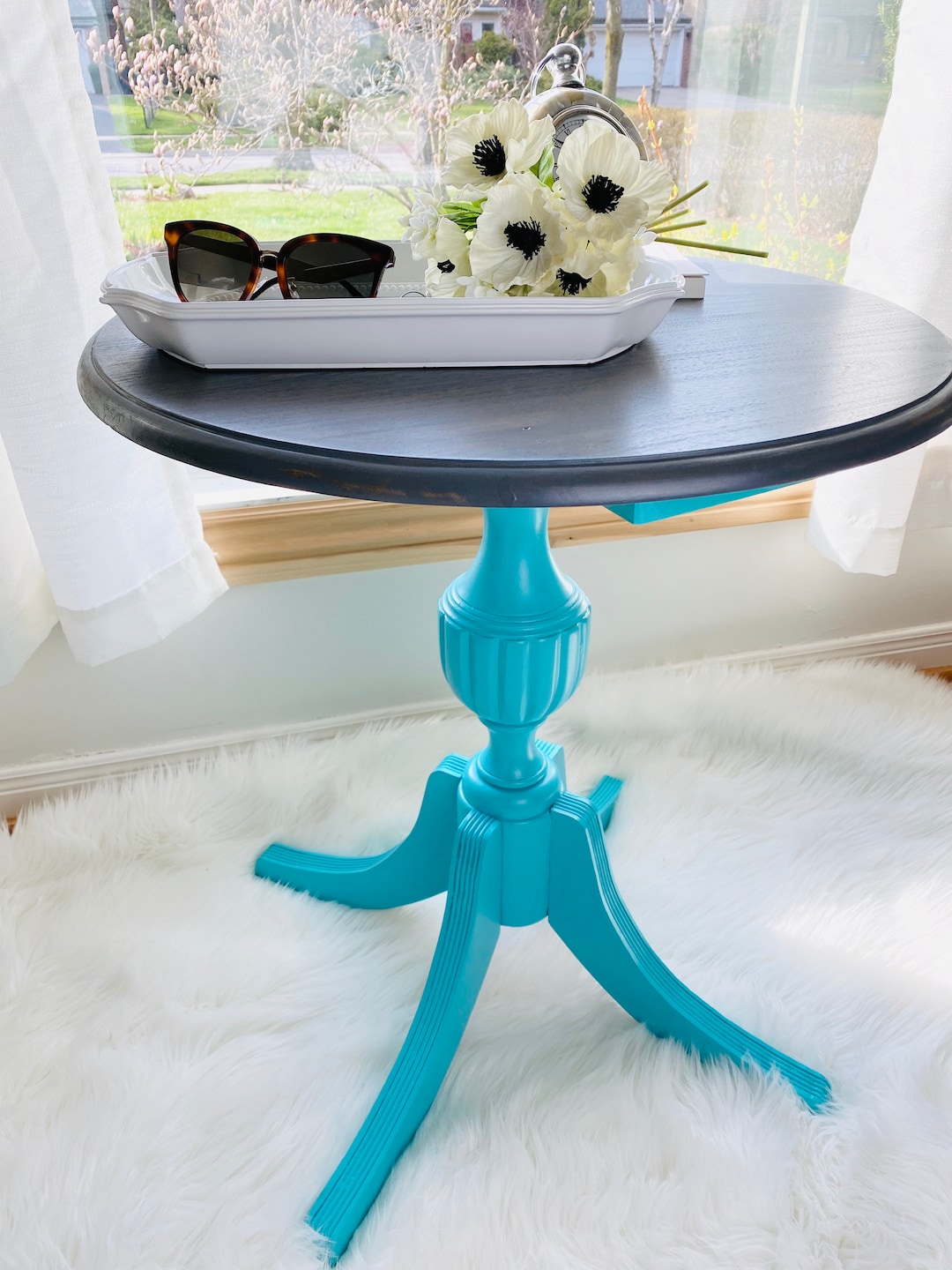 Classy Blue Accent Table, Blue Entryway Table, Accent Table Etsy