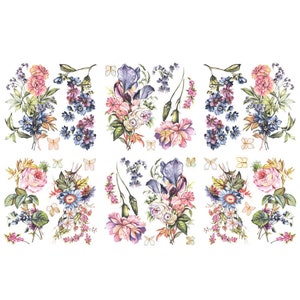 Hokus Pokus ; Vintage Blooms - Grand transfert - 6 x feuilles