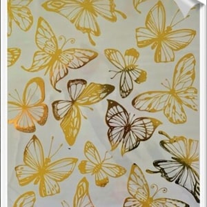 Feuille de transfert métallique Hokus Pokus. Meubles papillons et décorations métalliques artisanales. Revêtements décoratifs en feuille d'or