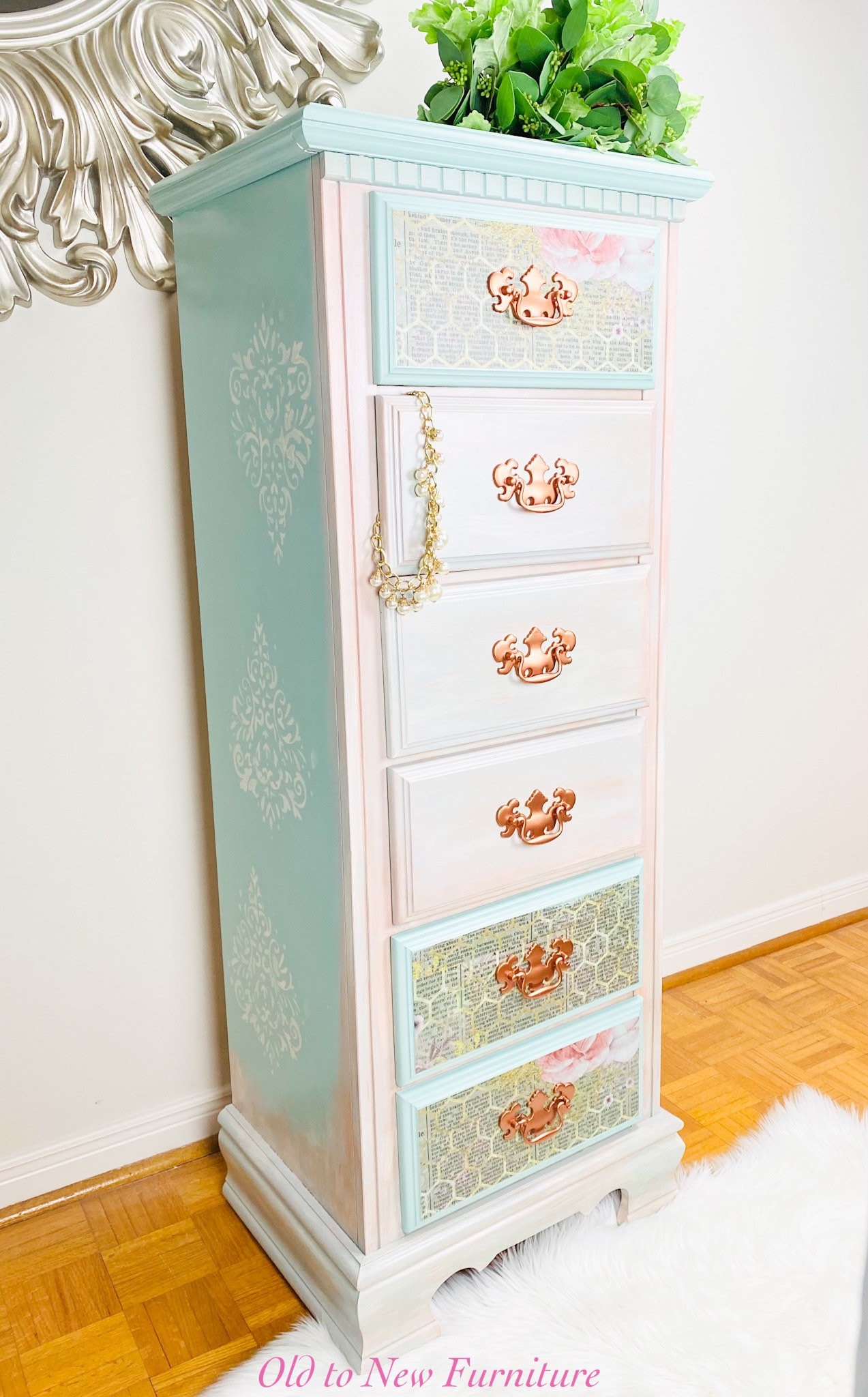 SOLD!! Gorgeous 6 Drawer Lingerie Chest Painted a Combination of Pink ...
