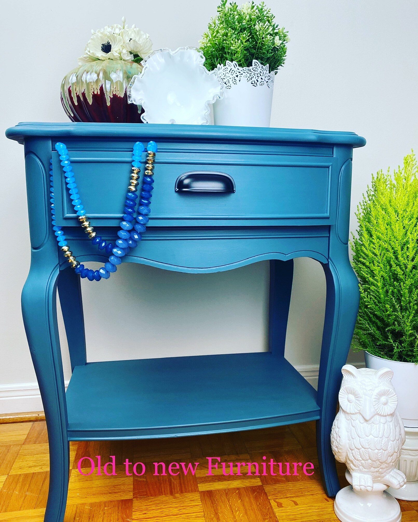 Antique Vintage Blue French Provincial End Table. Elegant Side Etsy