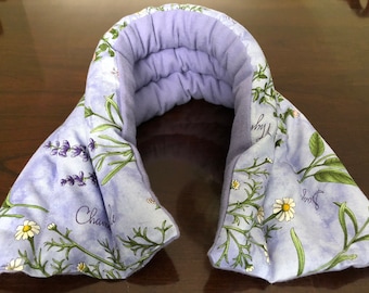 Lavender Neck Wrap, Lavender and Flaxseed Filled, Aromatherapy Neck Wrap for Hot and Cold Therapy with All Natural Lavender Filling