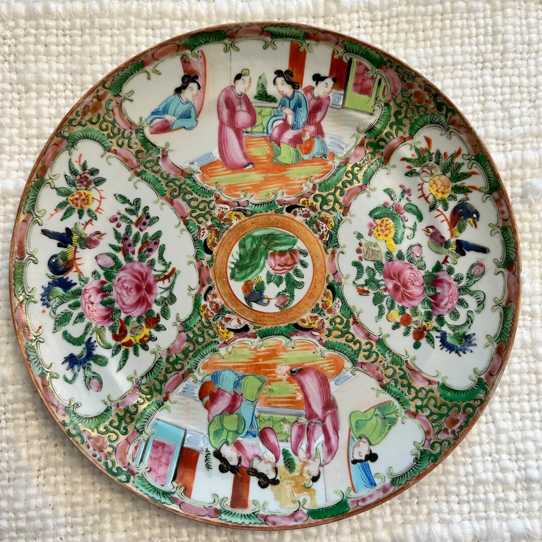 Rose Medallion Chinese Porcelain Antique Plate 91/2 Pre Etsy