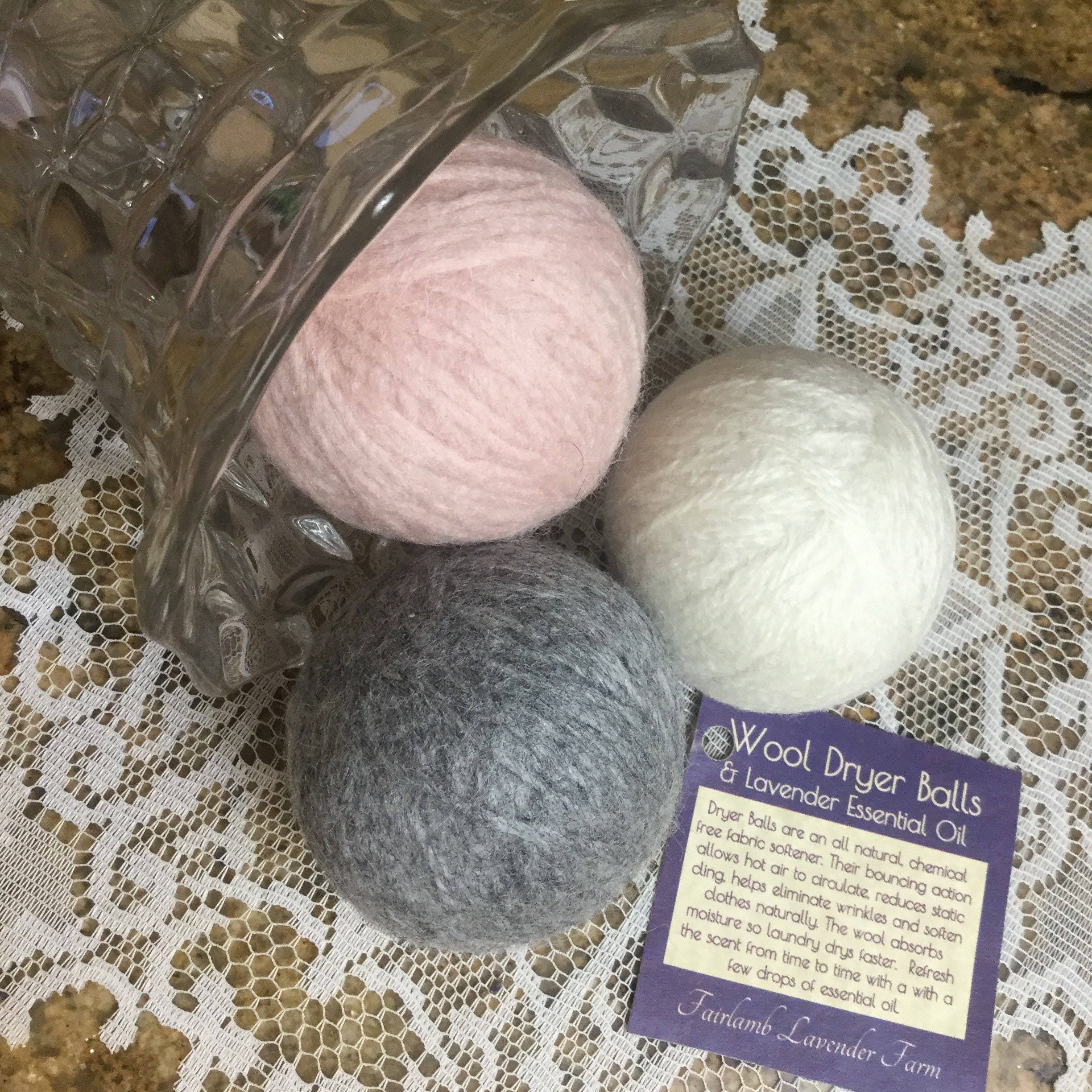 Wool Dryer Ball Set with lavender Essential oil – Lunenburg Lavender