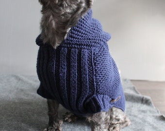 Dog Hoodie| Sweater |Hand Knit Sweater | Handmade| Crochet| Knitted| Winter dog sweater