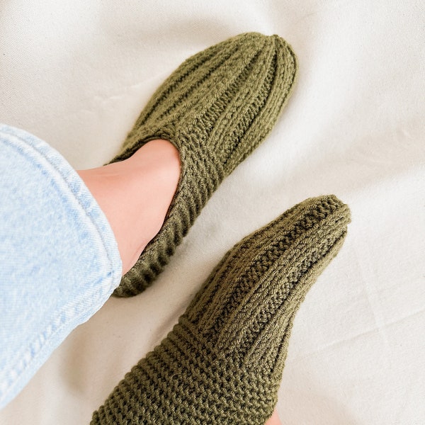 Pantoufles confortables tricotées à la main| Végétalien