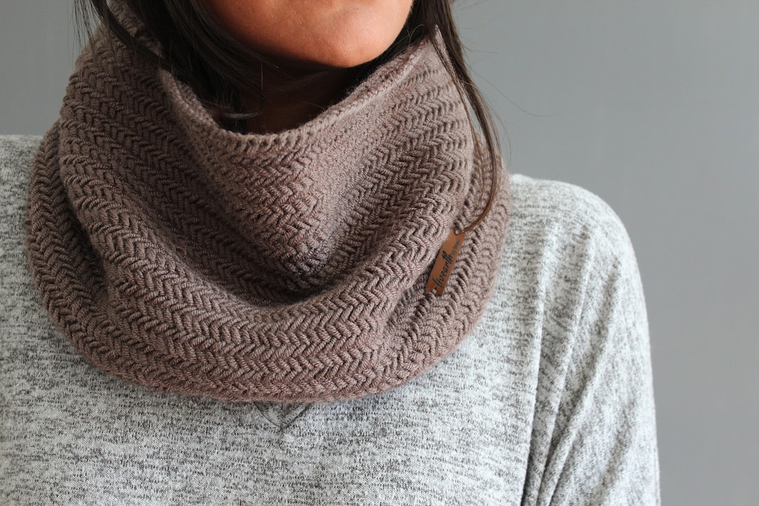 Hand Knitted Infinity Scarf| Knitted Cowl Neck| Harrington Bone Scarf ...
