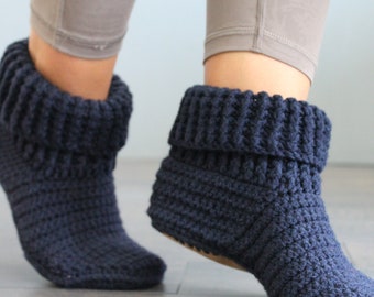 Crochet Slipper Booties with Soles| Vegan| Handmade