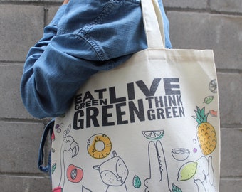 Eat Green Live Green Think Green - Stylish Tote Bag