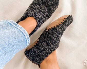 Crochet Slippers with Soles| Vegan| Handmade