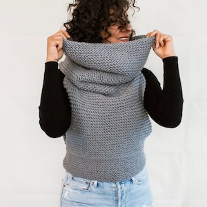 Chunky Knit Hooded Cowl Vest