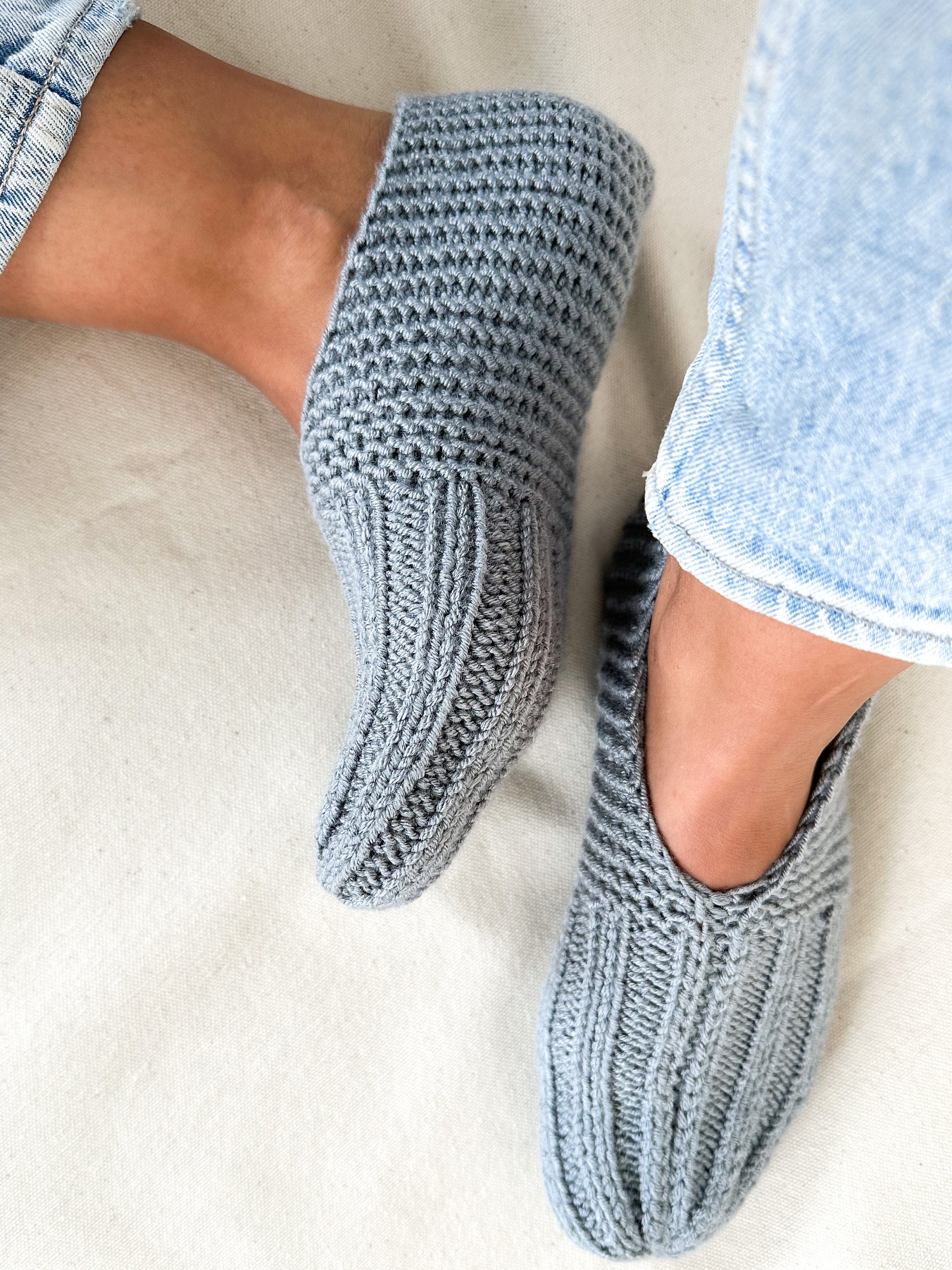 Wool Home Slippers Norwegian Selbu Pattern Handknit Womens House Shoes With  Heart Christmas Gift for Her Seamless Scandinavian Slipper Socks 