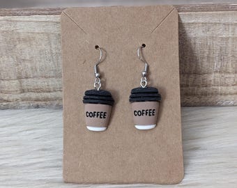 Cartoon Coffee Earrings. Paper Coffee Tumbler Earrings. Coffee Latte Earrings. Holiday Coffee Earrings. Winter Coffee Earrings.
