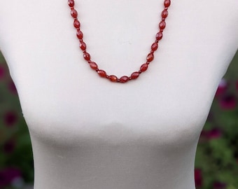 Carnelian Beaded Necklace. Carnelian Necklace. Fall Colored Orange/Red Carnelian Necklace. Carnelian.